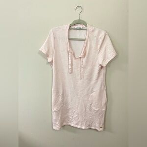 Women’s CALVIN KLEIN Pink Casual Athletic Clean Girl V Neck Dress Shirt Size L
